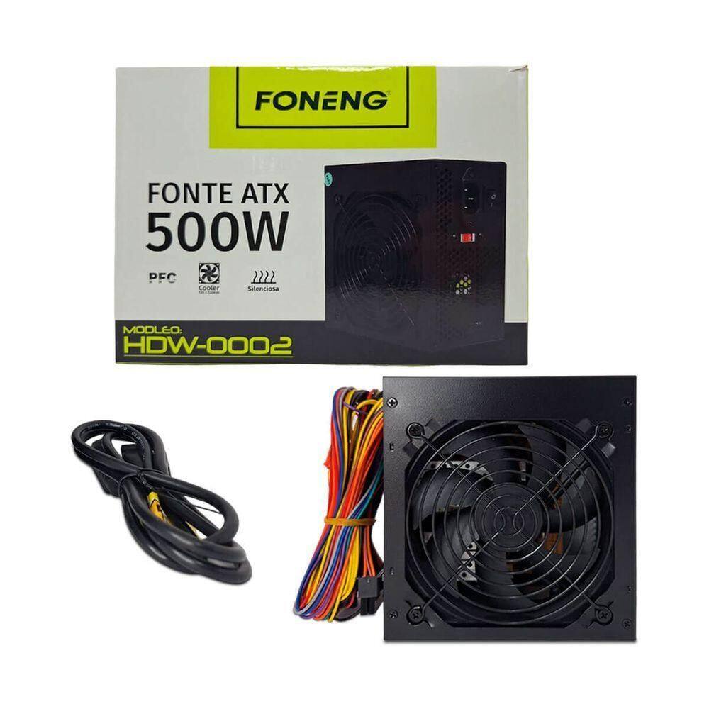 Fonte Atx Foneng 500w Ultra Silenciosa Bivolt Pra Computador