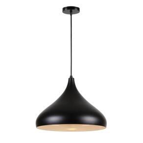 Lustre pendente chapéu 32cm bulge preto e-27 bivolt mak led