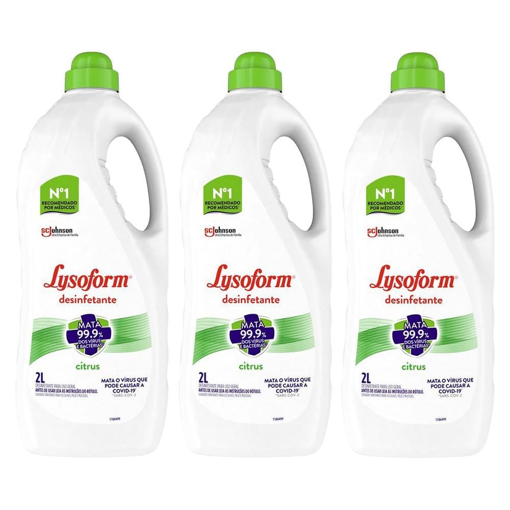 Kit 3 Desinfetante Líquido Lysoform Citrus 2L cada