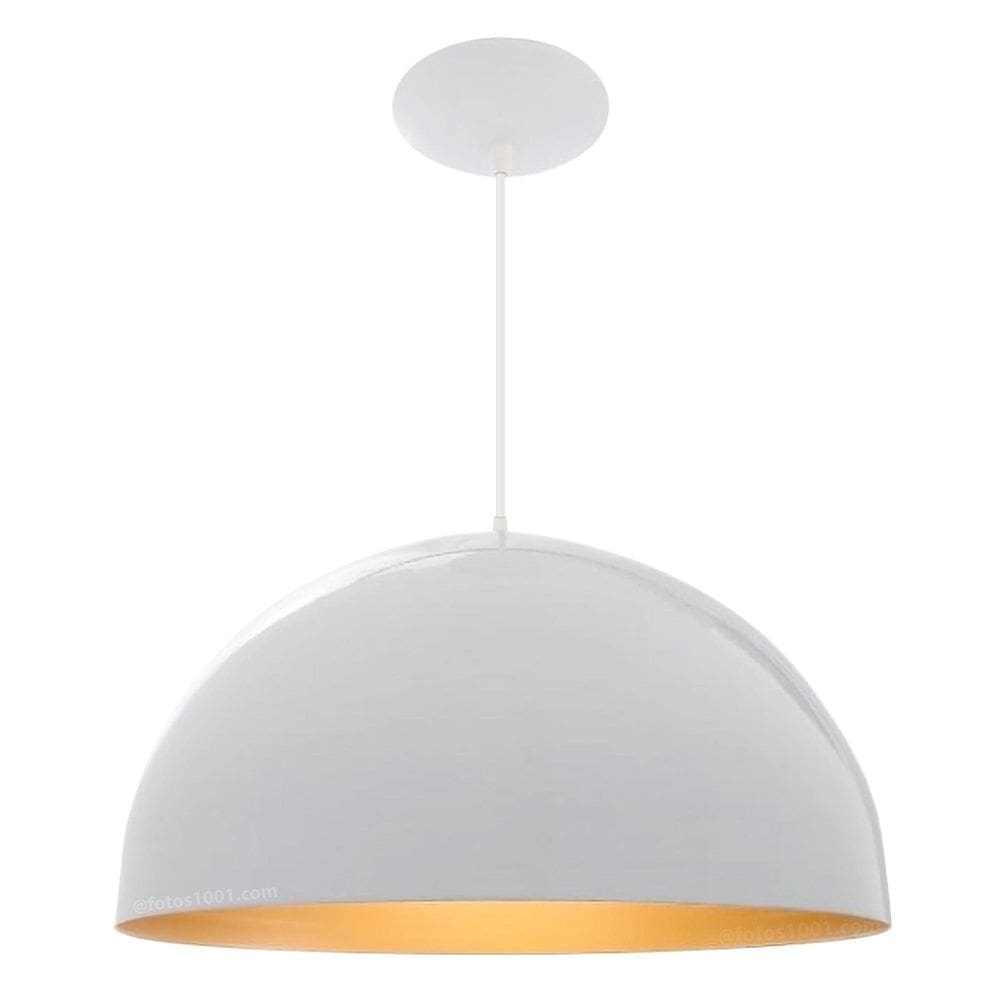 2x pendente onix poptem meia  30cm branco e dourado