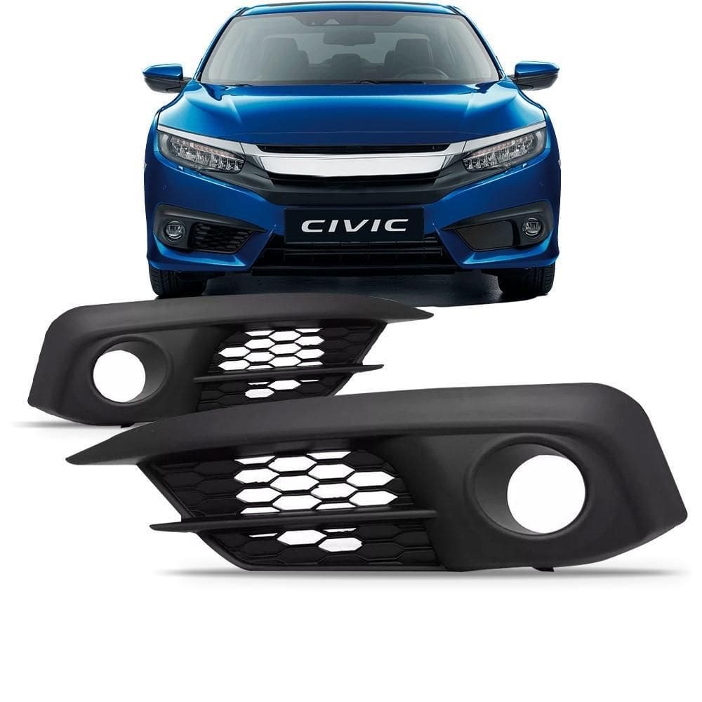 Par moldura farol milha civic 2017 a 2020 preta com furo