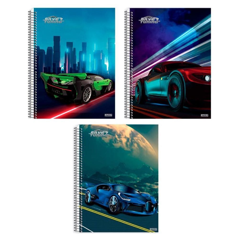 Caderno unv espiral capa dura silver tuning 80f 1mat