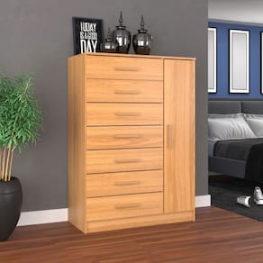 Cômoda New Mônaco 1 Porta 7 Gavetas Cinnamomo - Evidência Móveis
