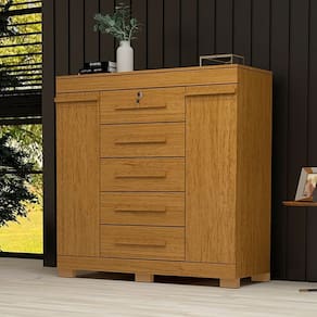 Cômoda 2 Portas 5 Gavetas 100% MDF Coleus Espresso Móveis Cinamomo