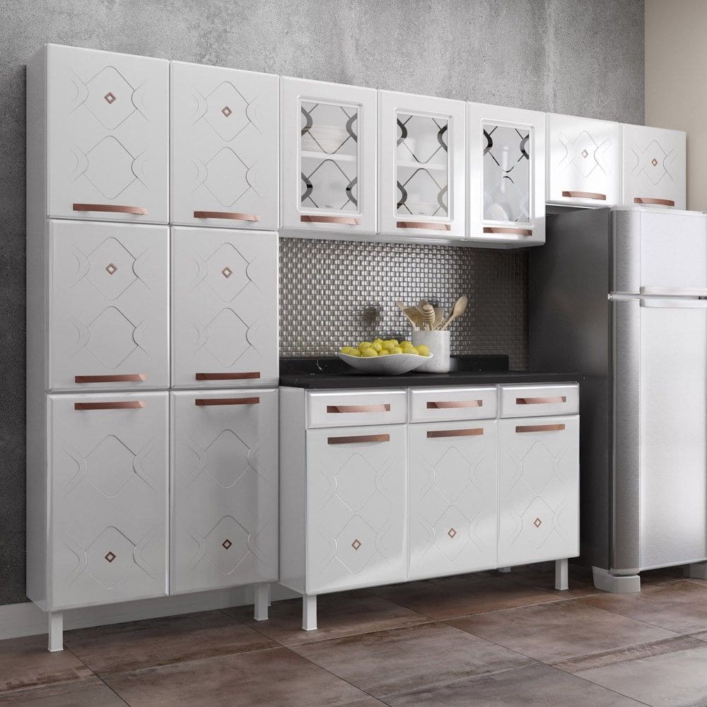 Cozinha Completa em Aço Mirage New 14 Portas 3 Gavetas Branco - Telasul