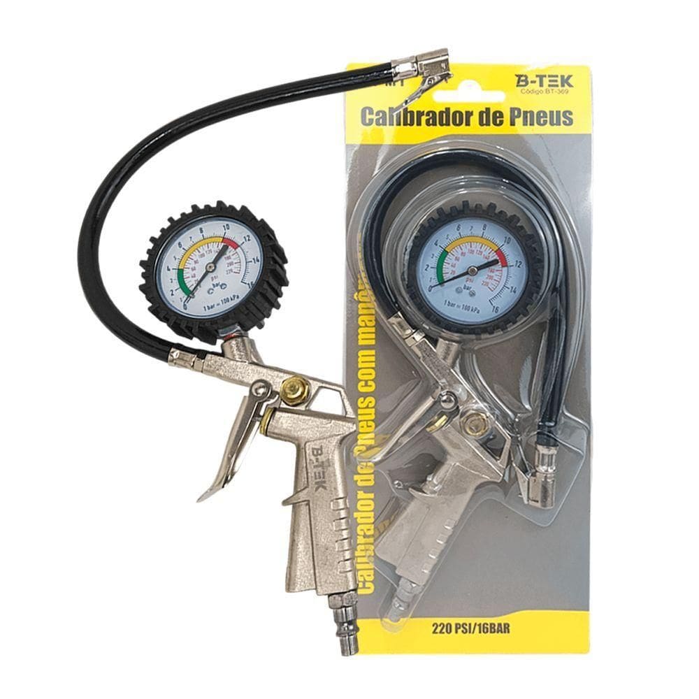 Calibrador Manual Pneus Pratico Transporte Manômetro 220psi