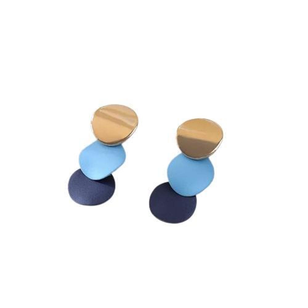 Brincos circular azul com dourado presente para namorada