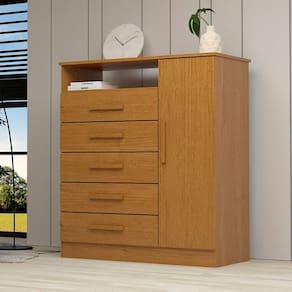 Cômoda 1 Porta 5 Gavetas 100% MDF Nemésia Espresso Móveis Cinamomo