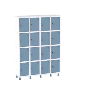 Armário Guarda Volume Locker Roupeiro 16 Portas Aço GRF 504/16 Móveis Branco/Azul Dali