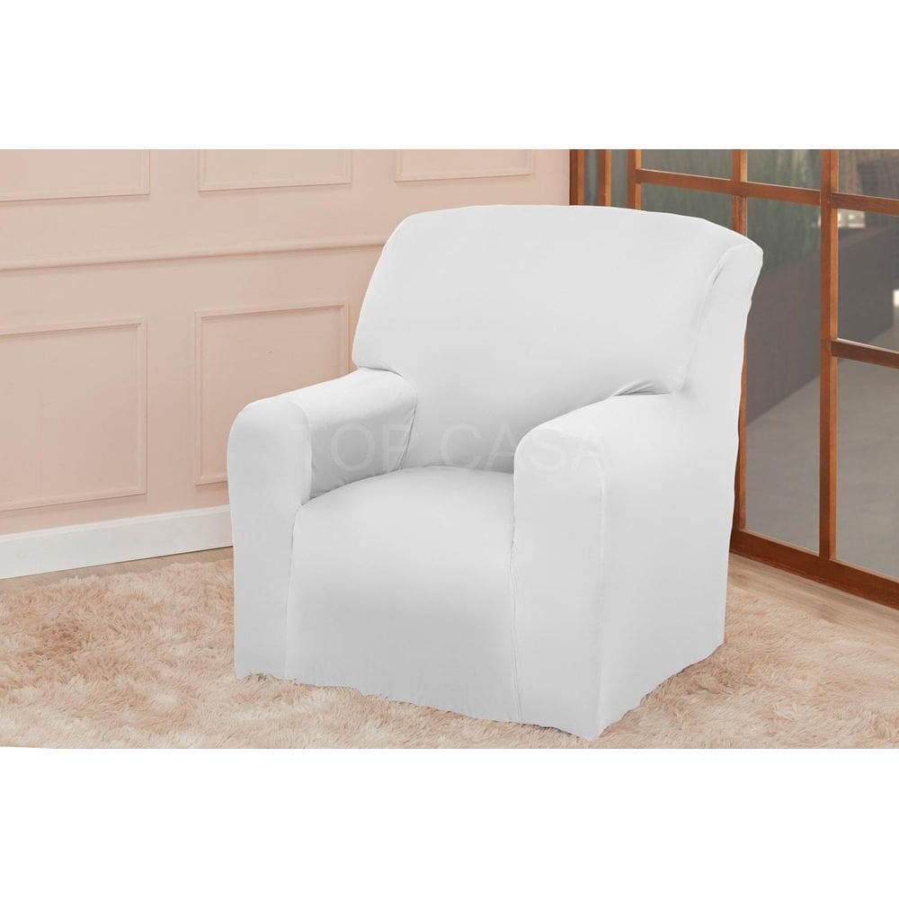 Capa protetor sofá poltrona papai 1 lugar coladinha branco