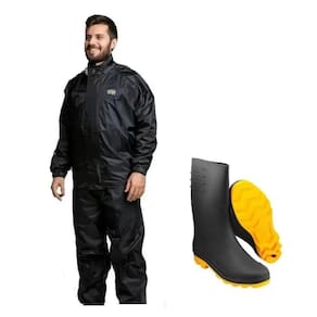 Capa de chuva california nylon m + bota solado amarelo 42