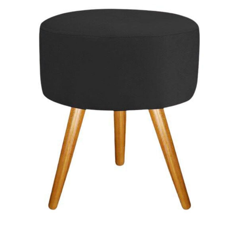 Puf puff redondo luxo suede preto a escolha pés palito