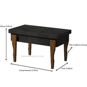 Recamier captone espanha pés madeira 0,70 cor preto comprar