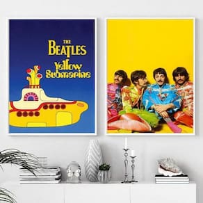 Kit 2 Quadros Beatles Yellow Submarine 33X24Cm