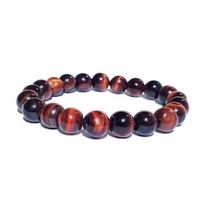 Pulseira pedra olho boi natural tamanho 8 mm proteção