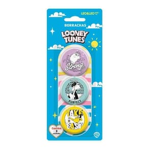 Borracha escolar looney tunes  - kit 3 unidades