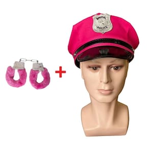 Kit boina chapéu quepe policial rosa pink + fantasia