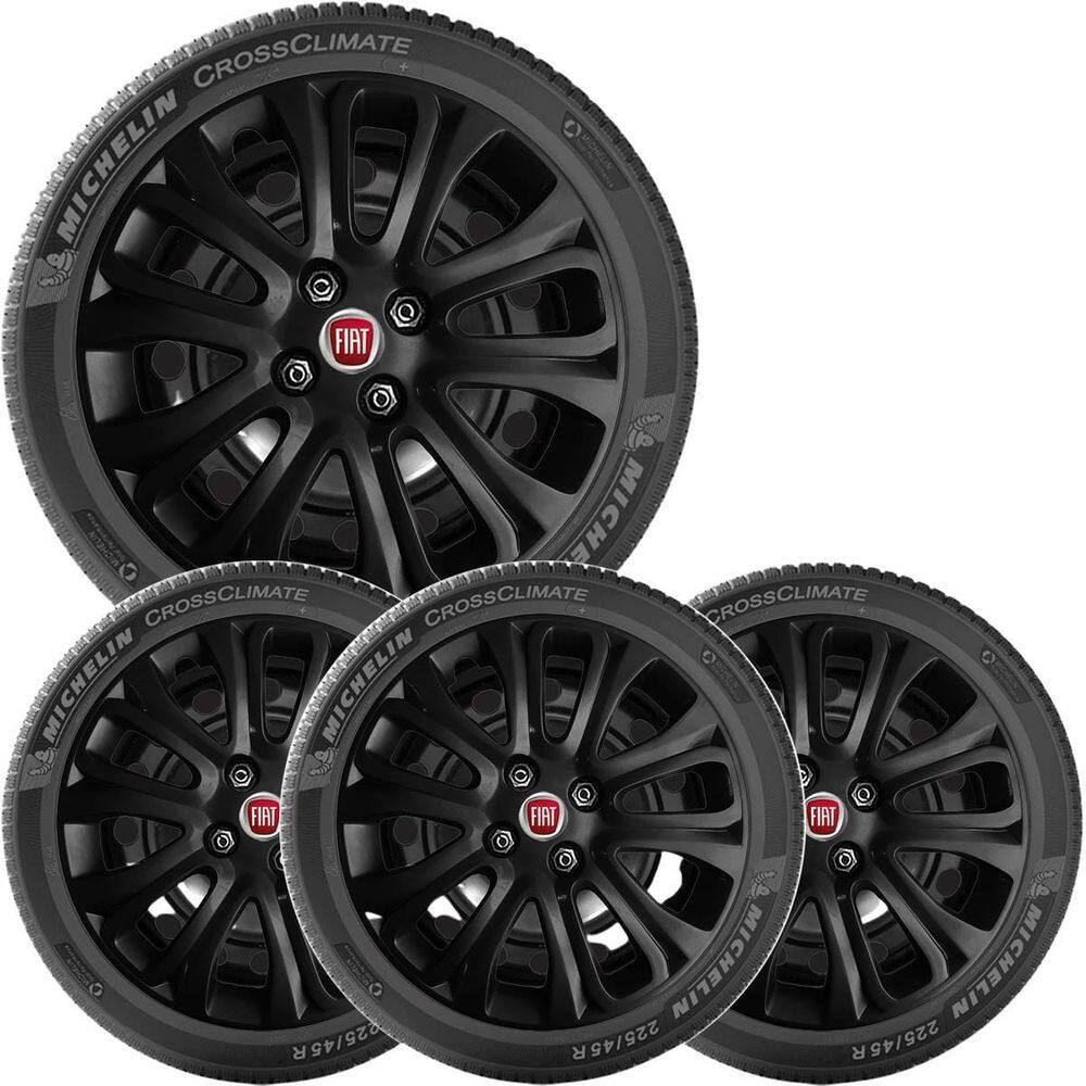 Kit 4x calota fiat punto palio siena idea aro 15 preto 229cp