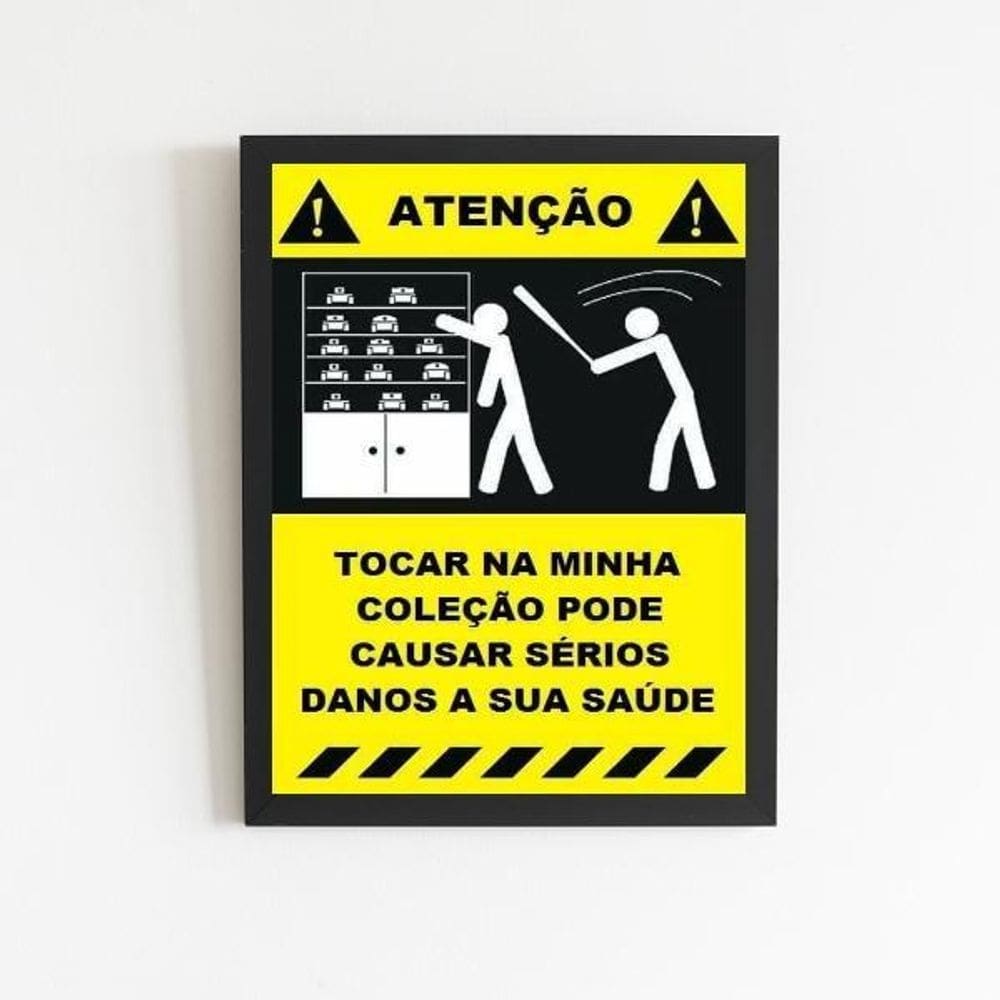 Quadro Placa Não Toque Na Coleção 24X18Cm - Com Vidro Preta