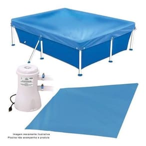 Capa + forro + bomba piscina 2500 litros premium mor
