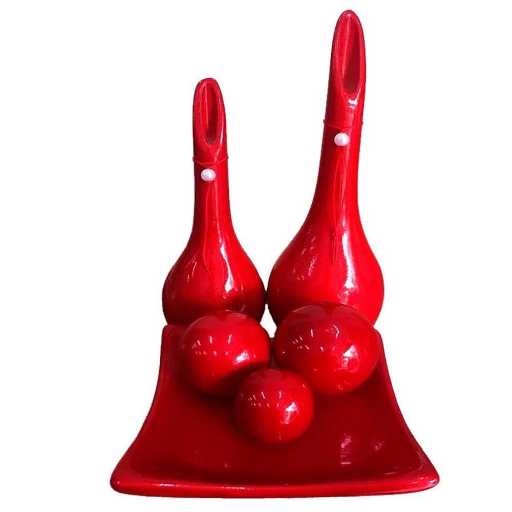 Vasos par lâmpadas e centro de mesa 3 vermelho