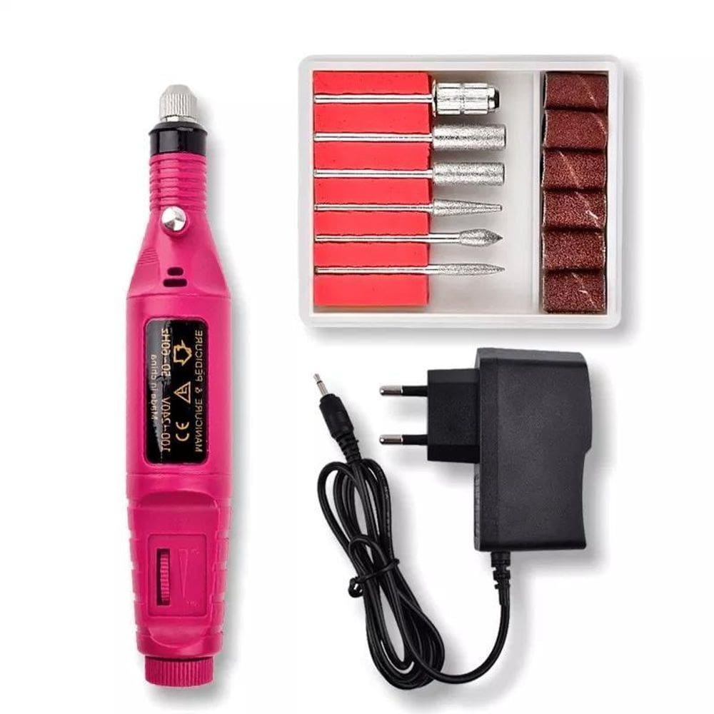 Kit lixa lixadeira motor unhas elétrica profissional bivolt