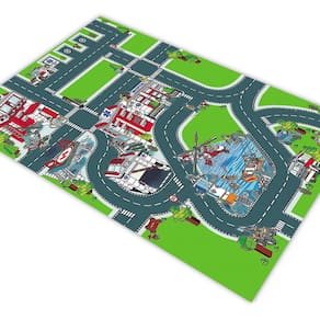 Tapete pista carrinho hotcars ilustrada hospital 1,4x1,0m