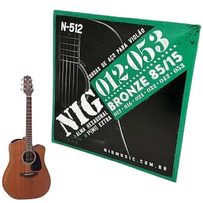 Cordas violão nig aço 12-53 média regular bolinha+ palhet