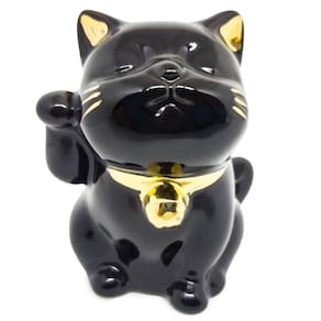 Maneki neko cerâmica - branco, dourado ou preto