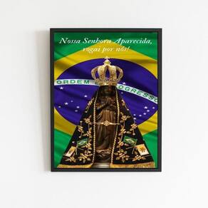 Quadro Nossa Senhora Aparecida Rogai Por Nós 24X18Cm Preta