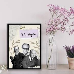 Quadro Decorativo Mestres Da Psicologia 33X24Cm - Com Vidro