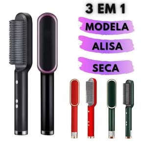 Escova alisadora multifuncional seca, alisa e modela