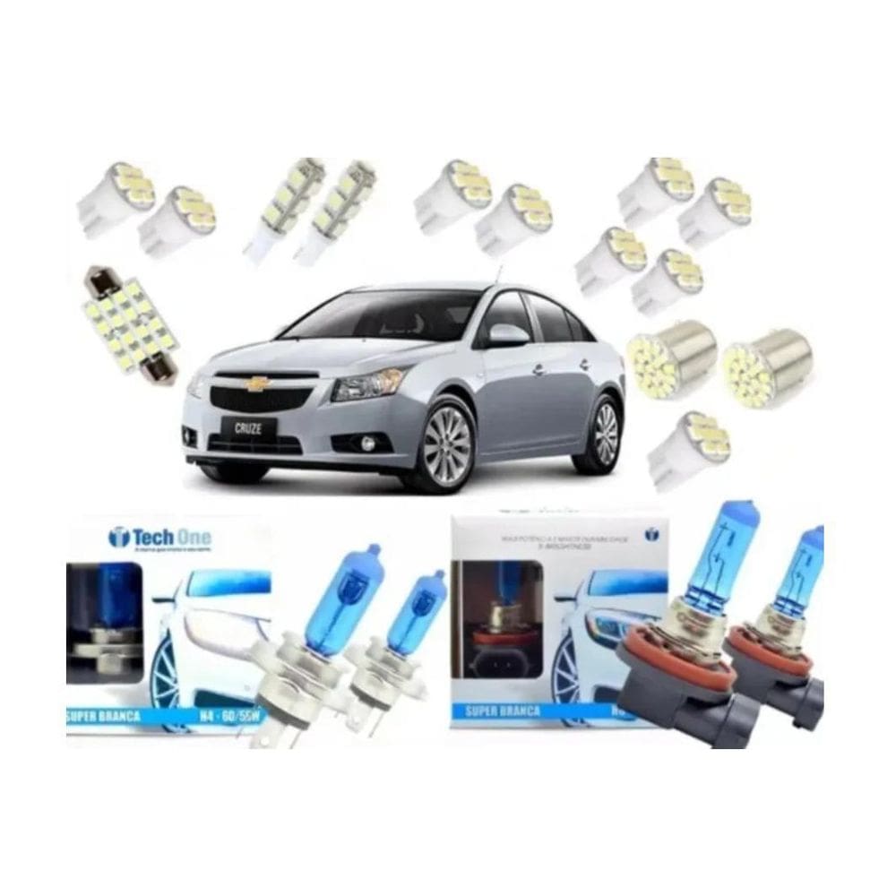 Kit lâmpada super branca + led cruze 2011 à 2014 techone