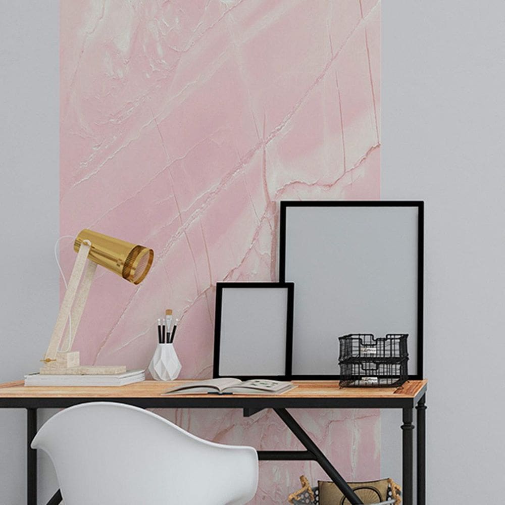 Papel de parede painel 3d mármore rosa carrara 1m