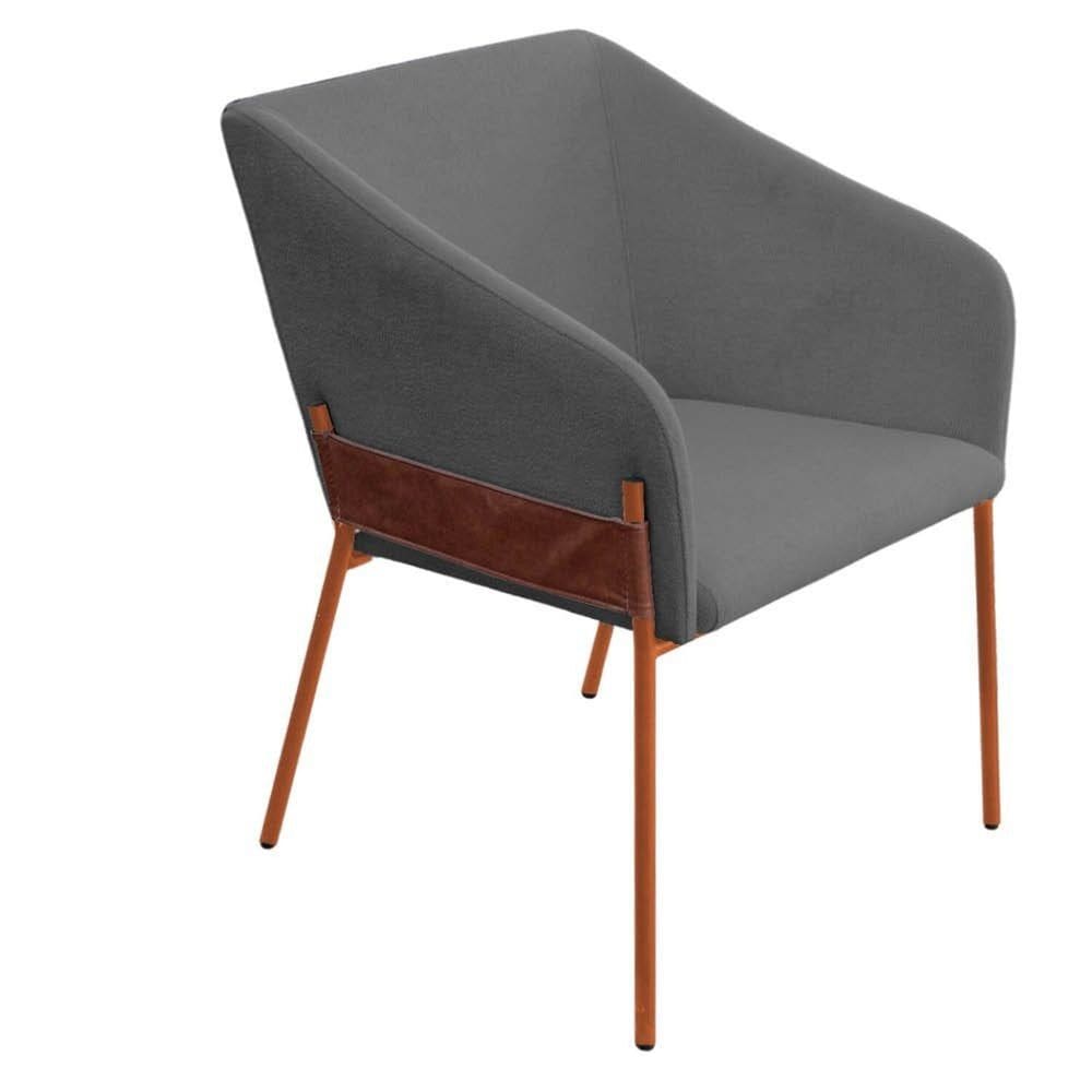Cadeira para Sala de Jantar Flavia Bouclê Cinza/Bronze