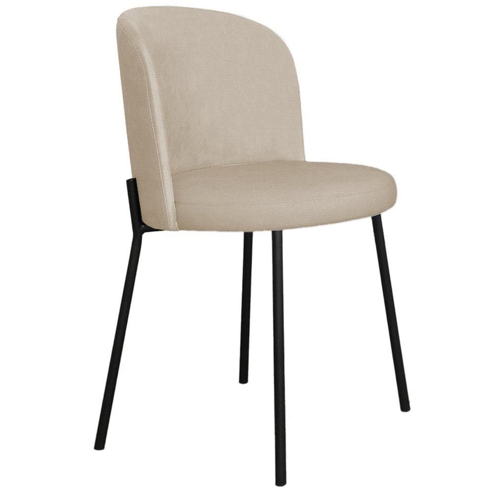 Cadeira Decorativa Ayla  Linho Moderno Bege/Preto