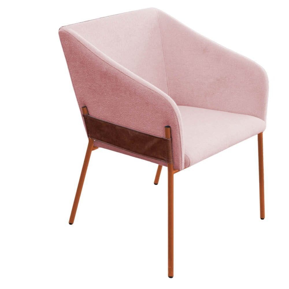 Cadeira para Sala de Jantar Flavia Bouclê Rose/Bronze