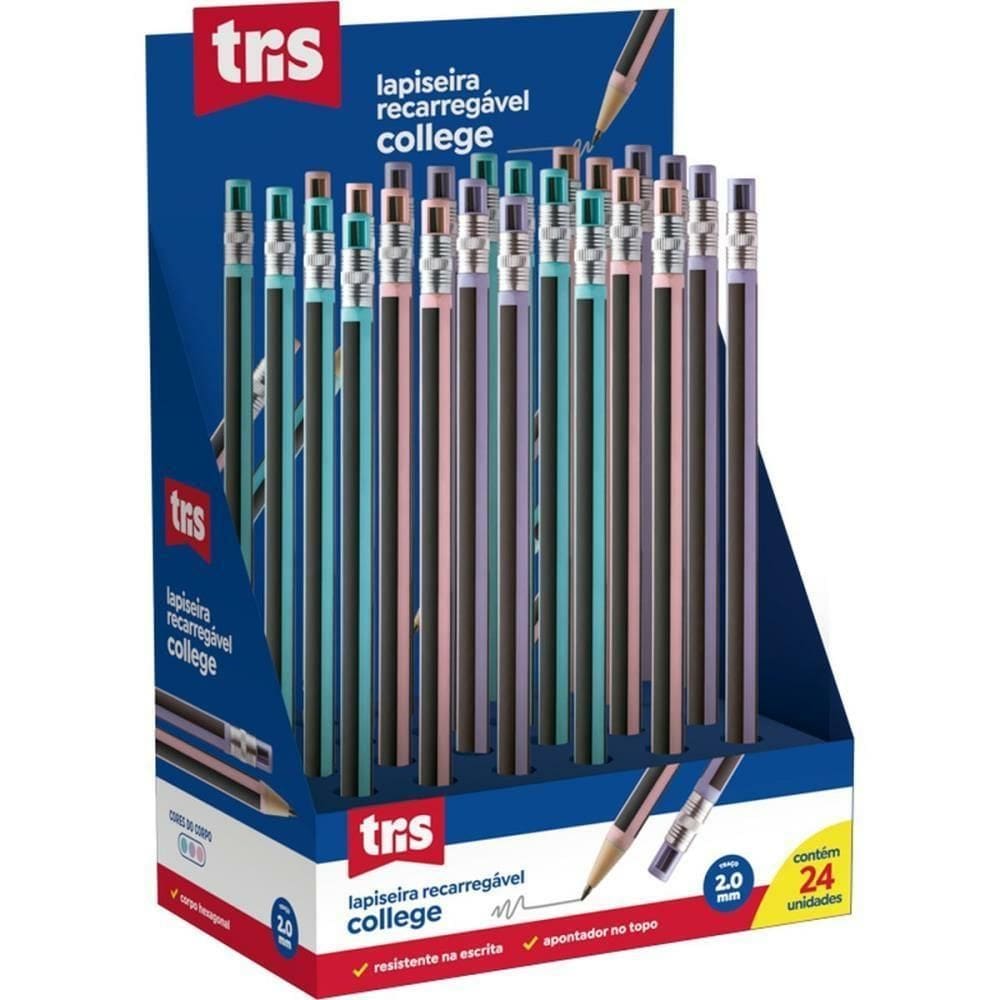 Lapiseira 2.0mm tris college c/apontador 24un