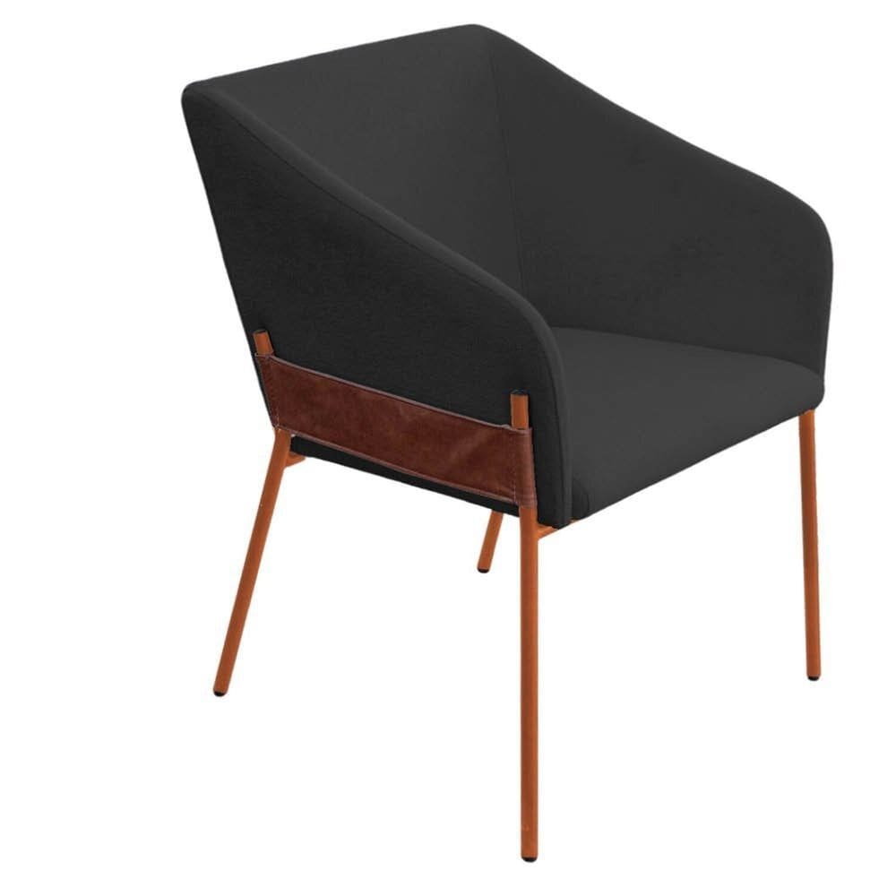 Cadeira para Sala de Jantar Flavia Bouclê Grafite/Bronze