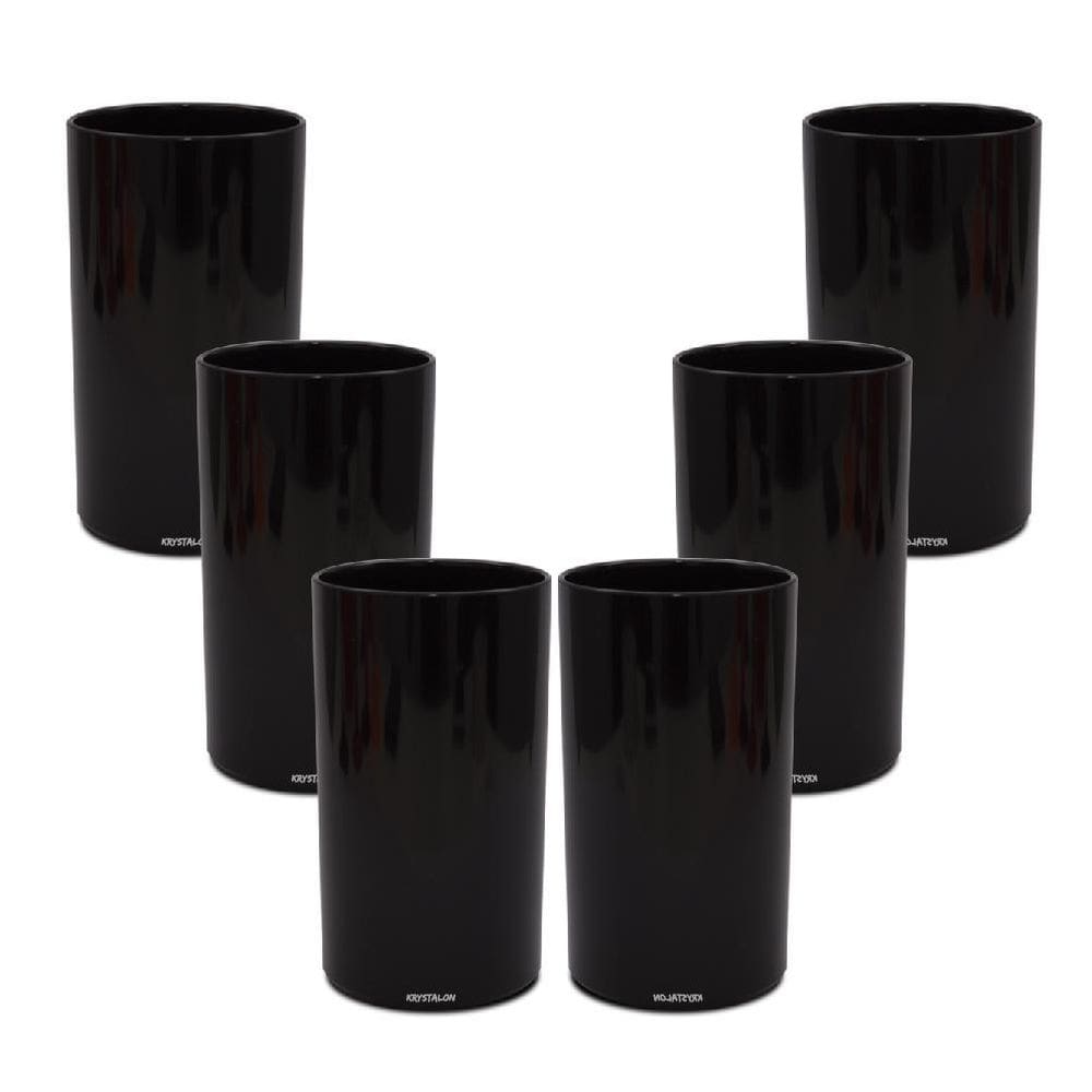 Kit 6 copos long drink 280ml preto policarbonato texturizado