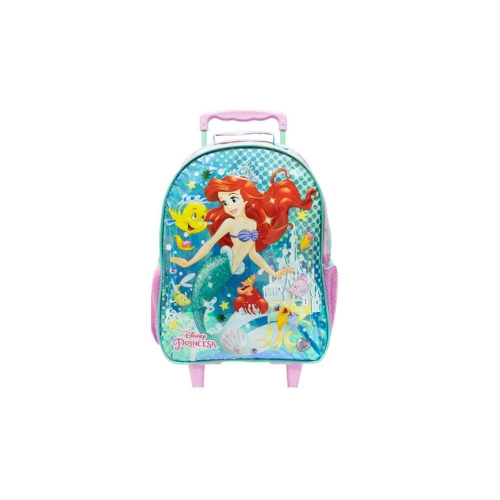 Mochila escolar de rodinha princesa disney ariel