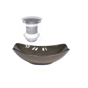 Cuba de vidro oval chanfrada 51cm marrom + valvula click