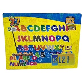 Brinquedo Quebra Cabeça Alfabeto E Números 12 Peças Em Mdf