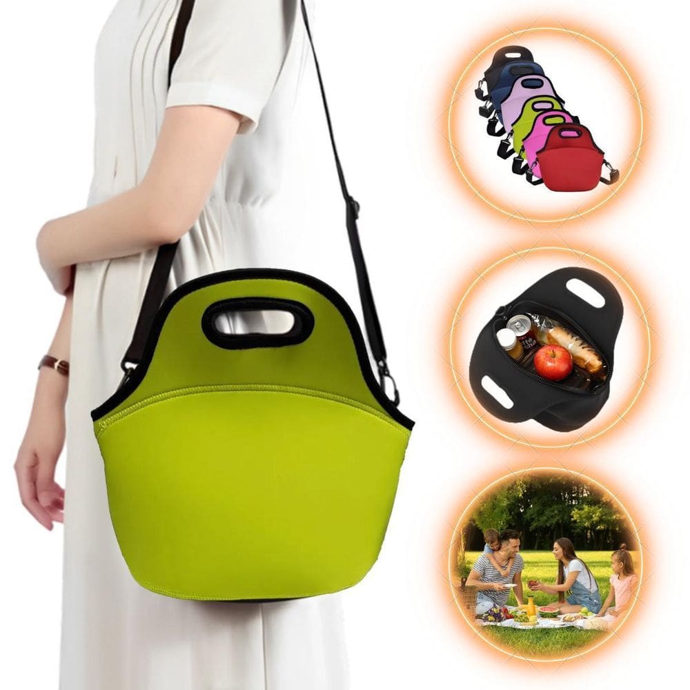 Bolsa Lancheira Térmica Neoprene Adulto Infantil Cor Amarela