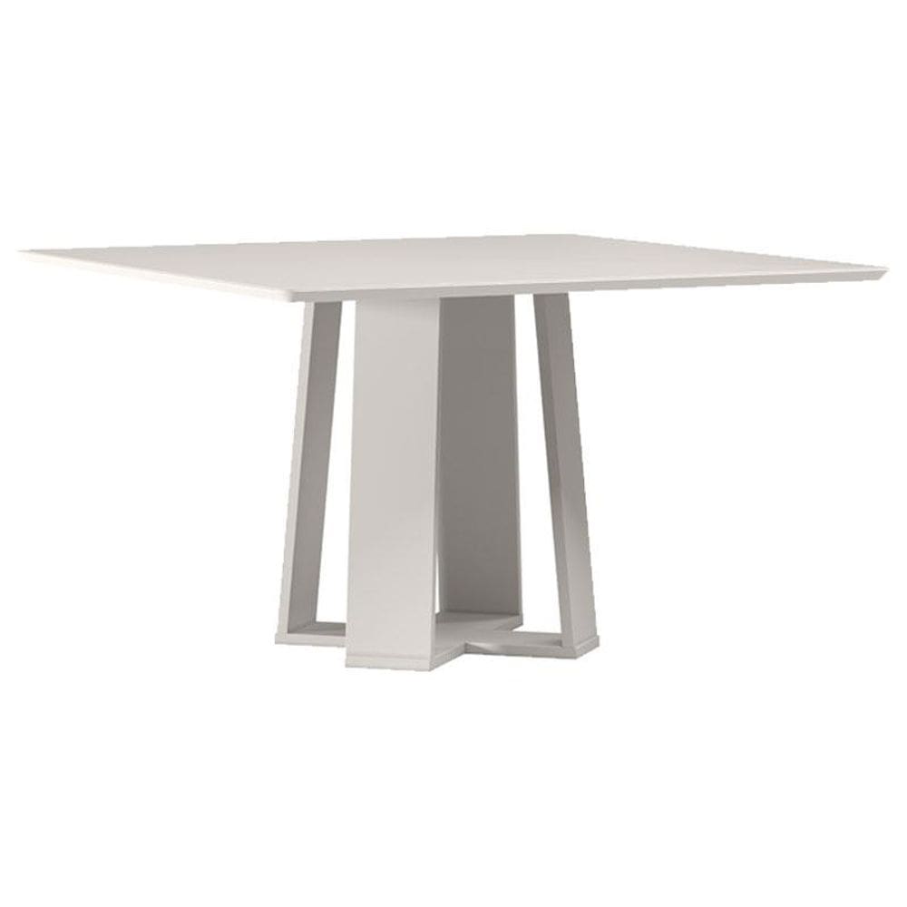 Mesa de Jantar 135x135 cm Valência com Vidro Off White - New Ceval