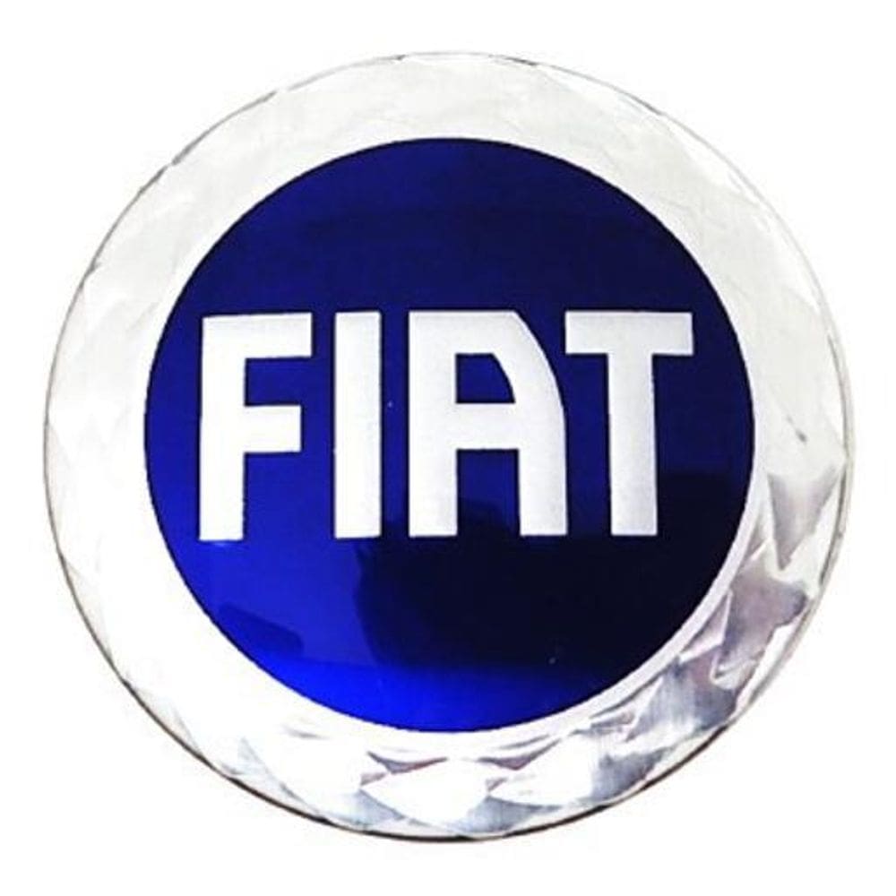 Emblema adesivo calota calotinha centro roda fiat 65 mm azul