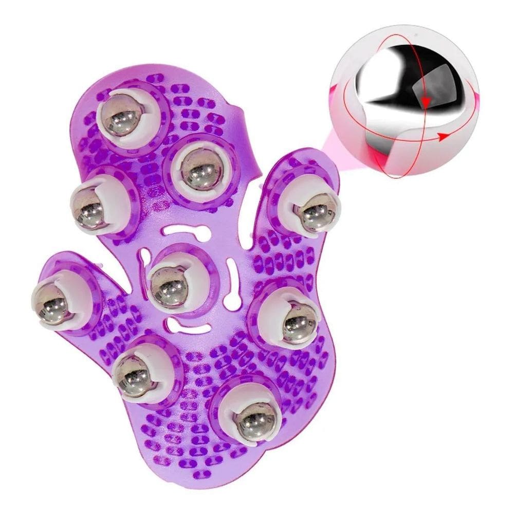 Massageador corporal luva com 9 bolas aço portátil