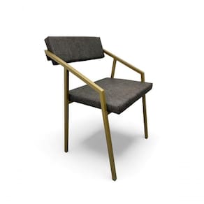 Cadeira Zênite Metalon Dourado Cinza