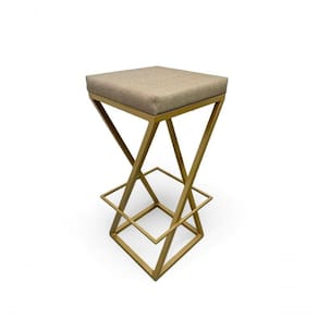 Banqueta Zênite Estofada Metalon Dourado Bege - 75cm