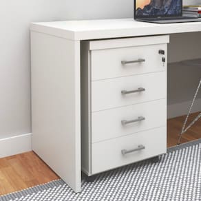 Gaveteiro Volante com 4 Gavetas Para Escritório ou Home Office Branco